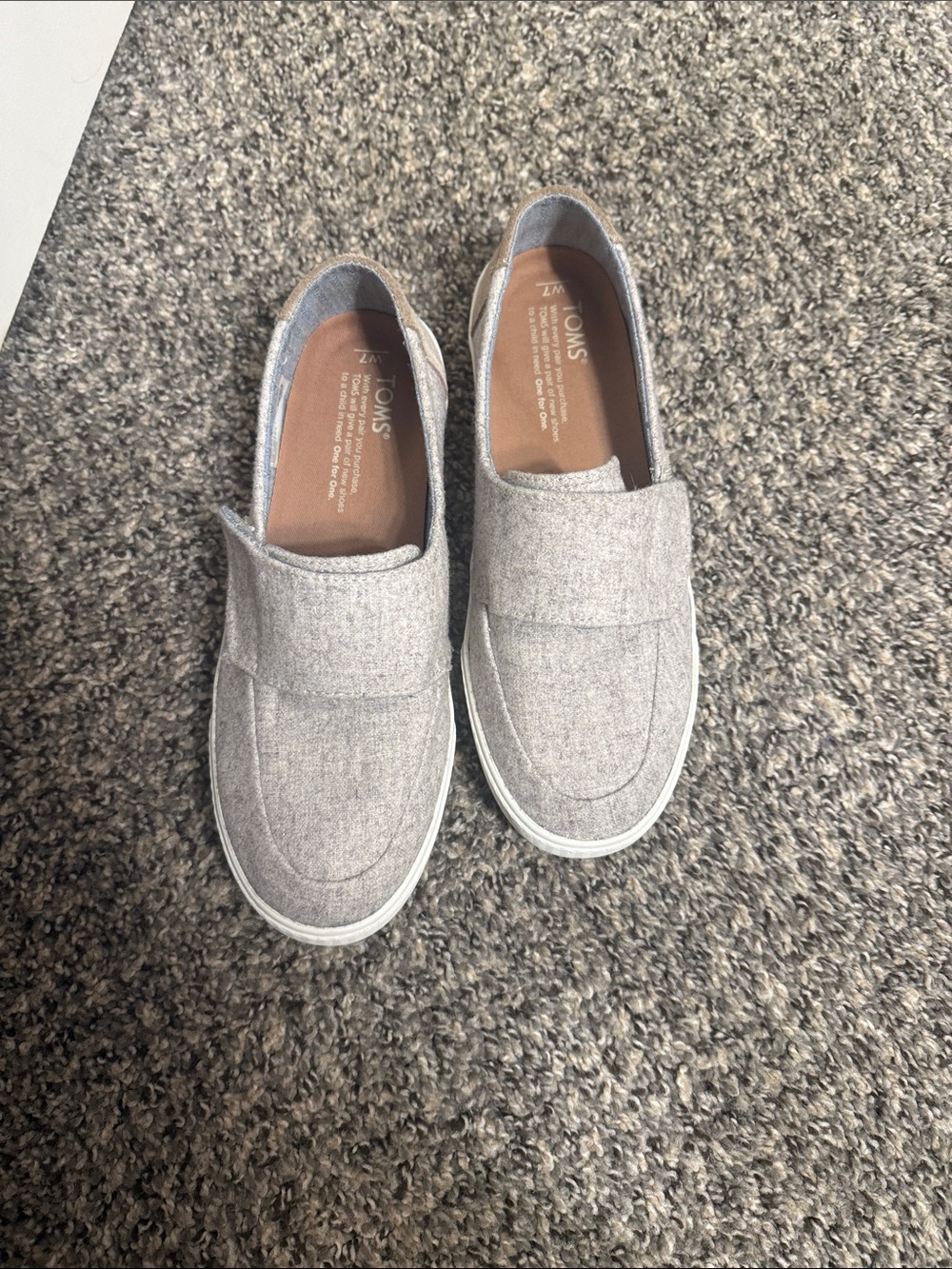 TOMS Kids Moccasin-Style Slip-Ons in Light Gray